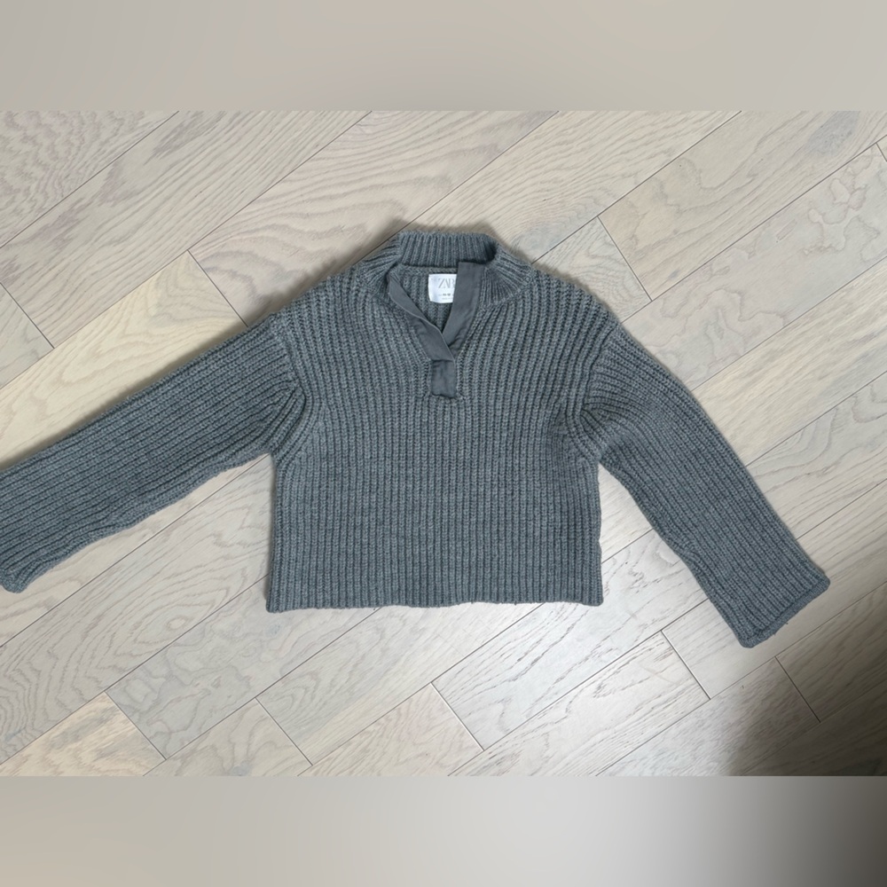 Zara Grey Ribbed Knit Sweater Size 11/12